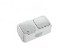 Блок VIKO Palmiye серый 1ОП выключатель+1ОП розетка с/з евро IP54 горизонтальный (90555581-AG)