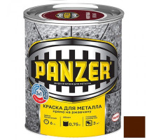 Краска "PANZER" для металла гладкая КОРИЧНЕВАЯ 0,75 л (6) RAL 8017