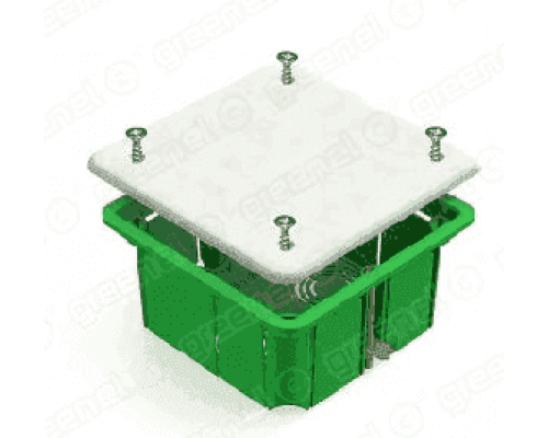 Коробка распред GREENEL 92х92х45мм для полых стен с пластиковыми зажимами
