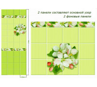 Панель ПВХ Яблоневый цвет зеленый узор КР 2700*250*8мм
