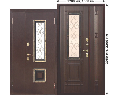Дверь металлическая Венеция правая Венге (960мм)
