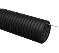 Труба гофрированная ИЭК ПНД d16мм с зондом (100м) черная