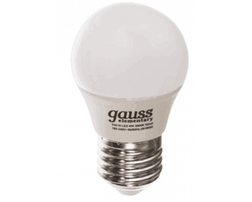 Лампа светодиод Elementary 6Вт свеча 3000К тепл.бел Е27 420лм 180-240 Gauss (арт 33216)