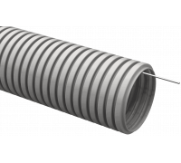 Труба гофрированная ИЭК ПВХ d25мм с зондом (15м) серая