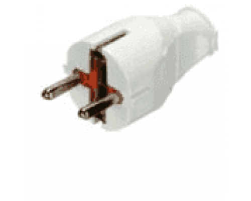 Вилка ProfiTec TURBO прямая белая с/з евро 16А 1*BL (ABS-пласт) (9090101011)